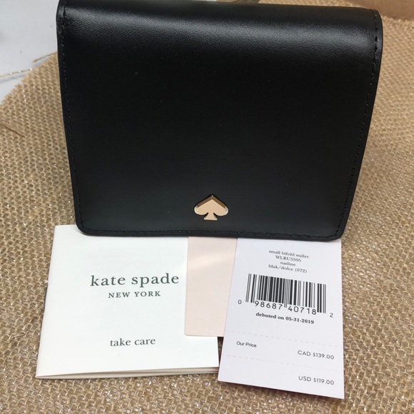 New! Kate Spade Small Bifold Wallet, Black/Dolce๐ - Picture 3 of 10